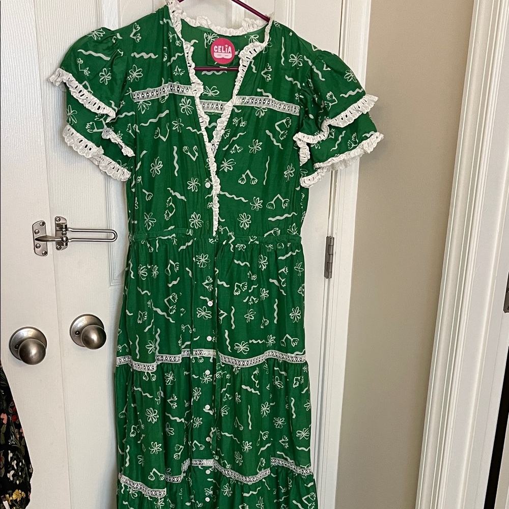 CeliaB Green and White Floral Maxi Dress